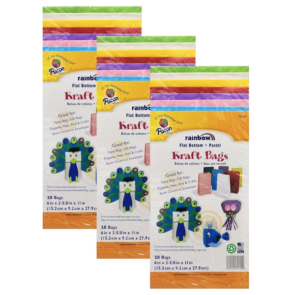 Rainbow Pastel Kraft Bag Assortment, PK84 P0072130 - main